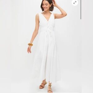 Tuckernuck NWT Moon River White Pleated Midi Dress Med Current on Site at $128